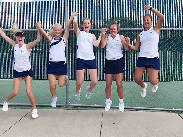 Kelly Doyle and Mill Valley High School JV tennis team