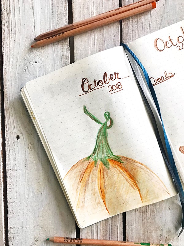 October 2018 Bullet Journal Cover Page on dineanddish.net