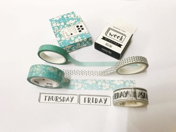 3 sets of washi tape including days of the week and floral