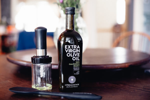 A California Select extra virgin olive oil from Cobram Estate on a table
