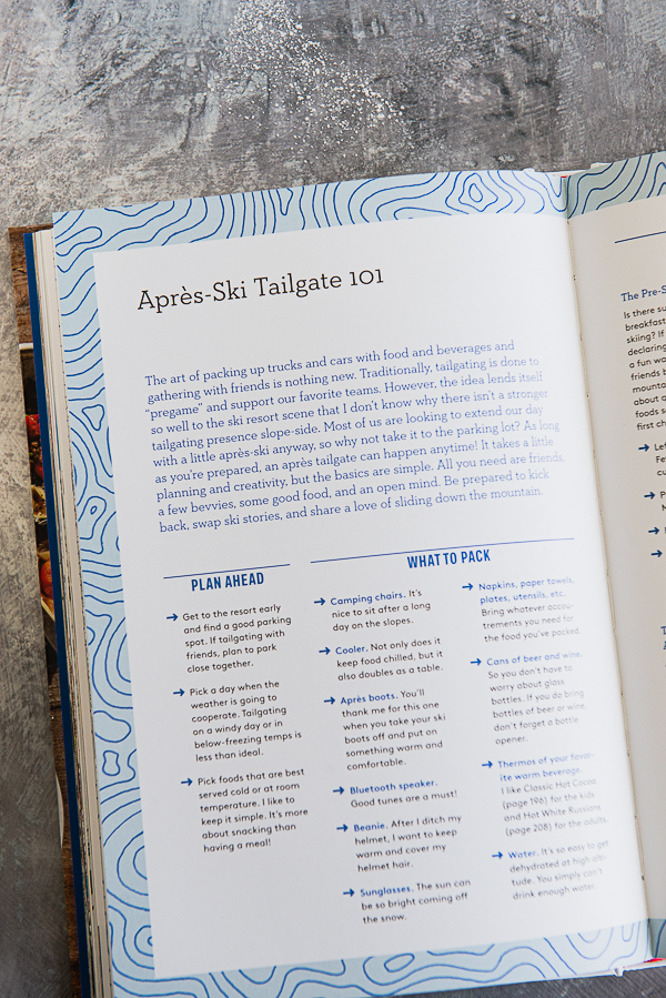 Image is of Tailgate Tips in the Apres All Day Cookbook